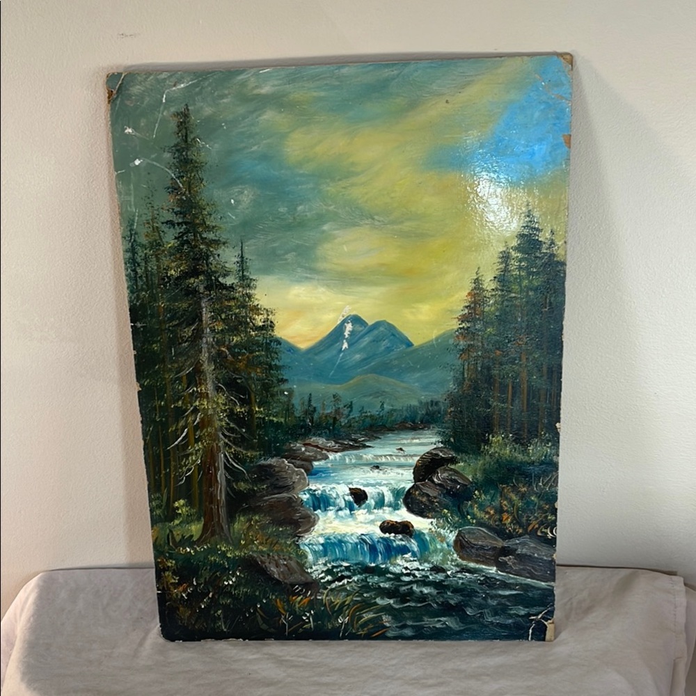 Antique Oil Painting FW Devoe Art Board Mountain Landscape Vintage Artwork Old - Picture 4 of 12